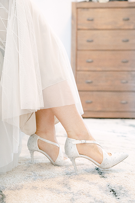 close up of bride's shoes