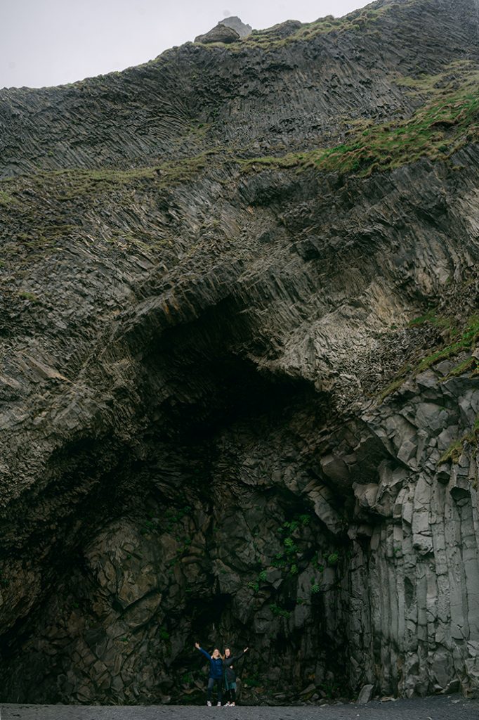 Basalt cave on the black sand beach