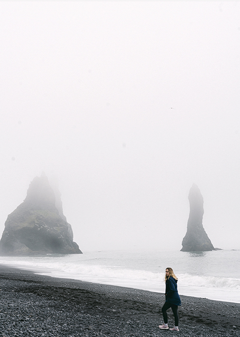 the stone giants at the black sand beach
